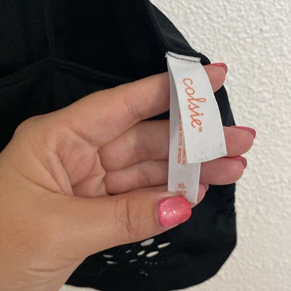 Colsie-black long line laser cut out lounge Bra- Size XL - Picture 5 of 6